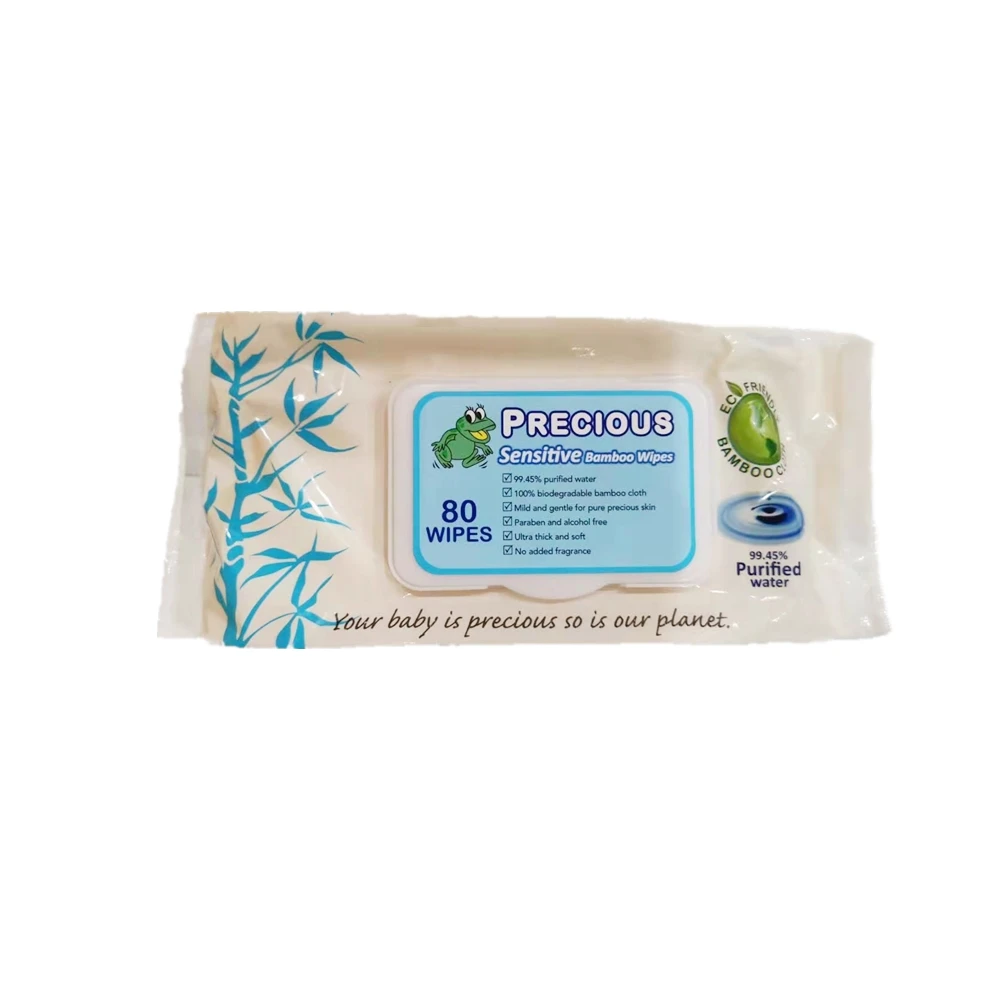 100% bamboo fiber biodegradable 99% pure water wipes sensitive baby wet wipes