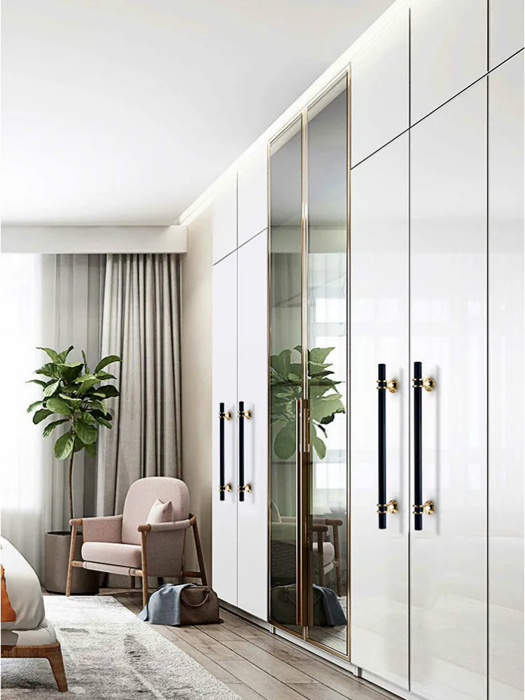 Modern Aluminium Black Gold Door Handles Kitchen Cabinet Handles Solid Drawer Knobs Fashion Furniture Handle Hardware