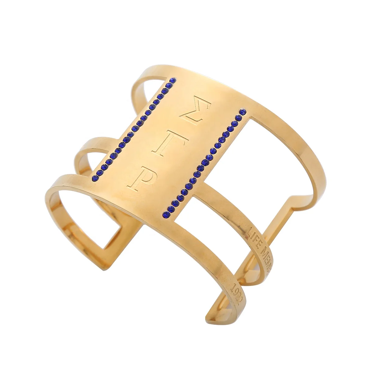 Large C adjust bangles sigma gamma rho with rhinestones engraved logo 1922 sorority women bangles stainless steel gold bracelet