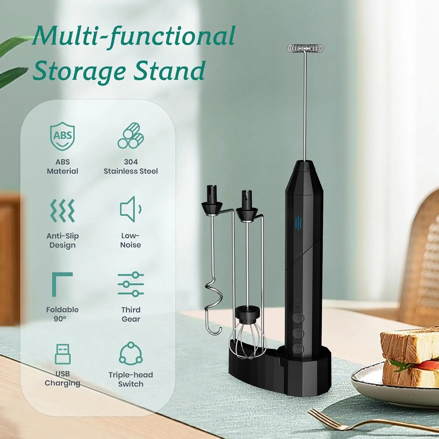High quality drink mixer handled coffee frother electric milk foamer electric milk rechargeable drink mixer handheld