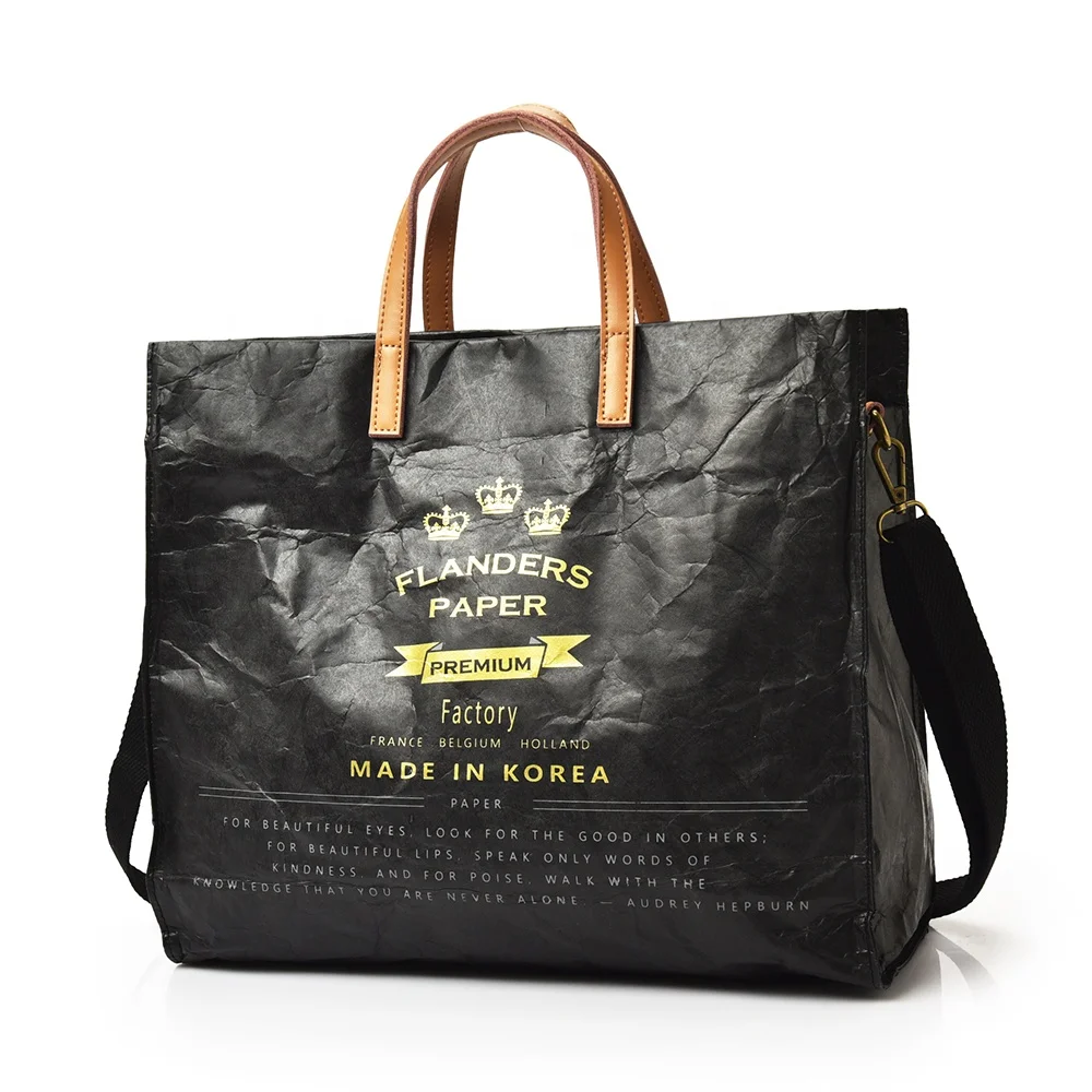 Custom waterproof new fashion Ladies kraft paper tyvek tote bag men  handbag
