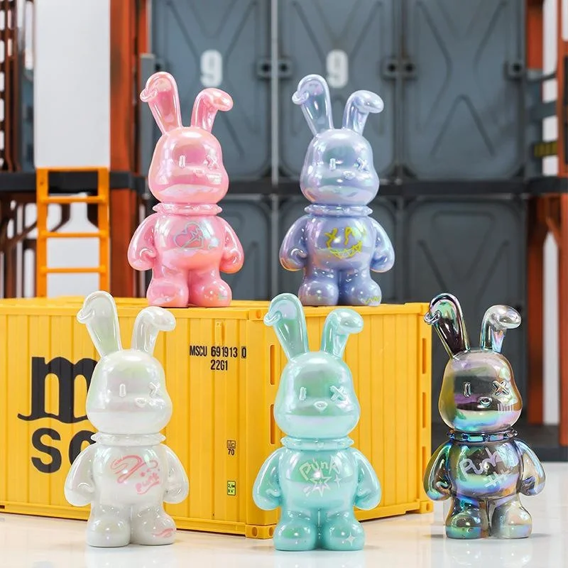 Creative Space Rabbit Cartoon Punk Bunny Light Luxury Home Decoration Crafts Savings Can Rabbit Sculpture Decoration