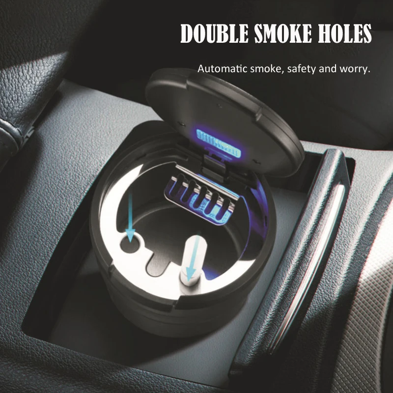 Customizable Round Cigarette Car Ashtray With Led Light Car Ashtray