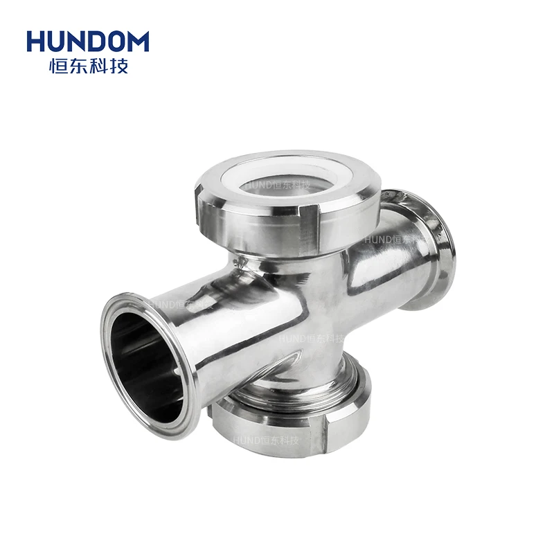 Factory direct sale stainless steel tri clamp 4 way sight glass tube fitting