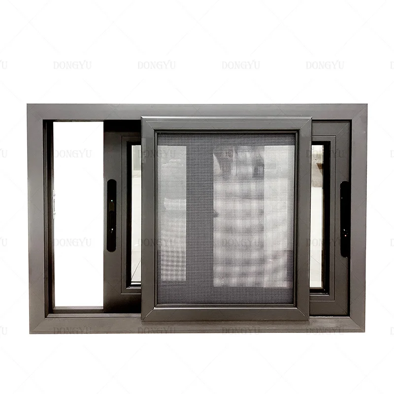 Double Glazing Black Powder Coated Aluminum Small Window Slide Slide Window Window