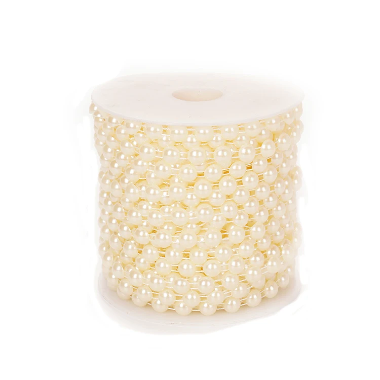 wholesale half round transfer ivory Pearl Beads Trim rhinestone Decoration Sewing roll plastic edge Trims cup chain for clothes