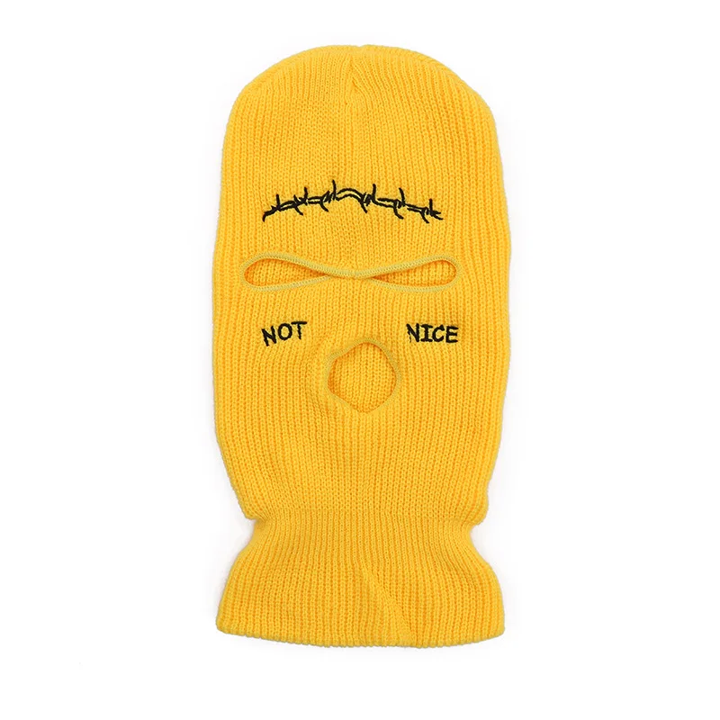 ZY157 Wholesale Winter Cap Women Men knitted Full Face Cover 3 Holes Letter Printed Cycling Balaclava Outdoor Sports Ski Mask