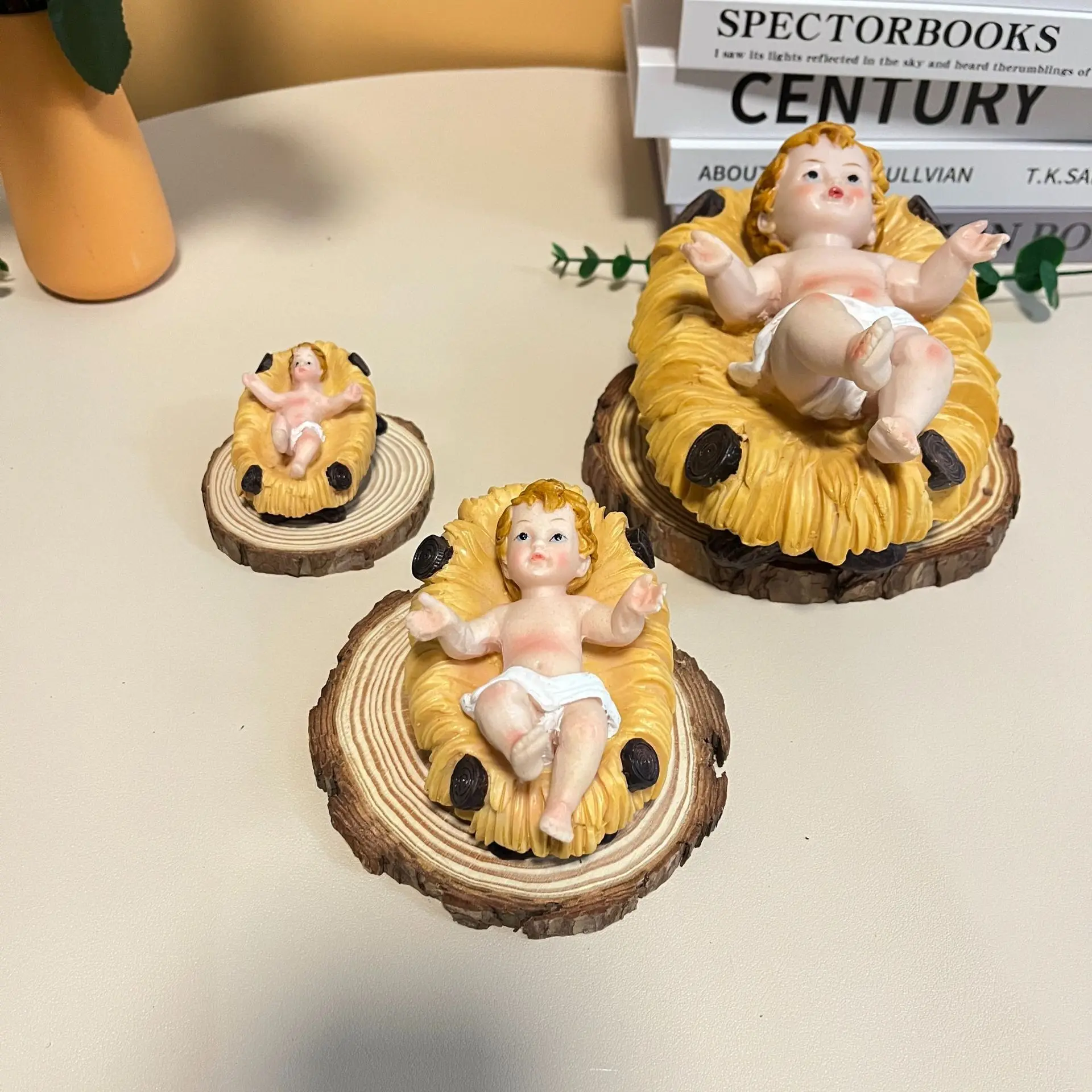 Christmas decor catholic gifts nativity manger scene figurine resin religious holy child ornament saint baby Jesus Christ statue