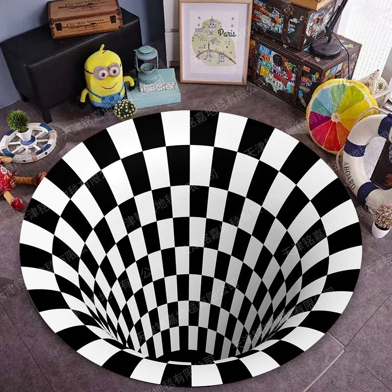 Click Non-Slip Doormat Floor Mats 3D Swirl Print Optical Illusion Areas Rug Carpet for Living Room Bedroom Office