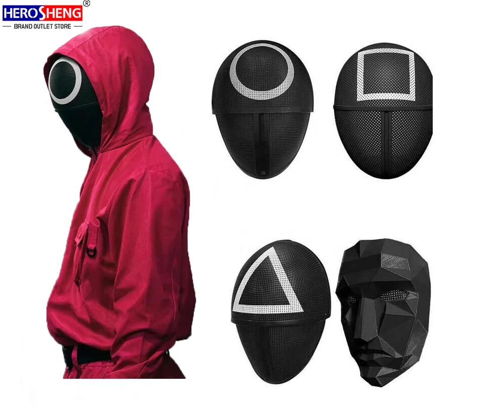 2021 Amazon Hot Sale Korean TV Costume Cosplay Clothes Halloween Mask Halloween Decorations Party Mask Squid Game Mask