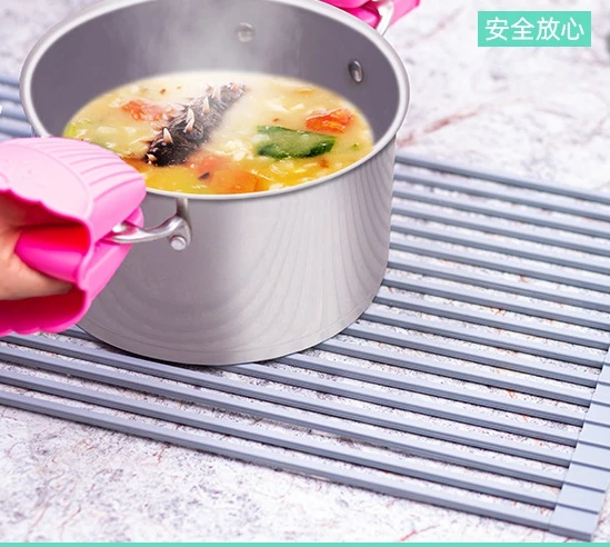 WH71 Foldable Stainless Steel Dish Drainer Roll Up Dish Drying Rack Shelf Kitchen Sink Holder Organizer Foldable Sink Mat Rack