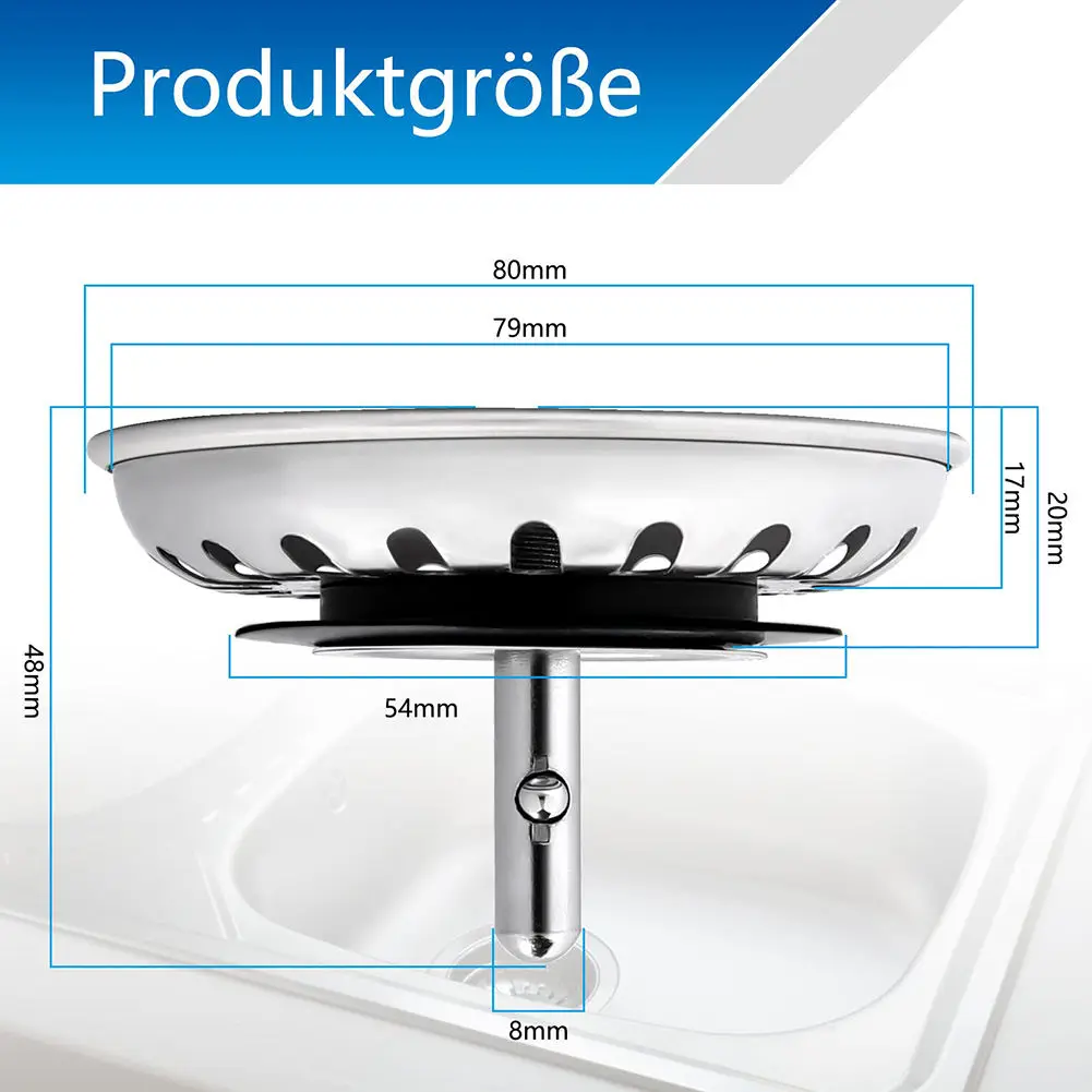 FXL Stainless Steel Kitchen Sink Strainer Stopper Waste Plug Sink Bathroom Sink Strainer Floor Drain