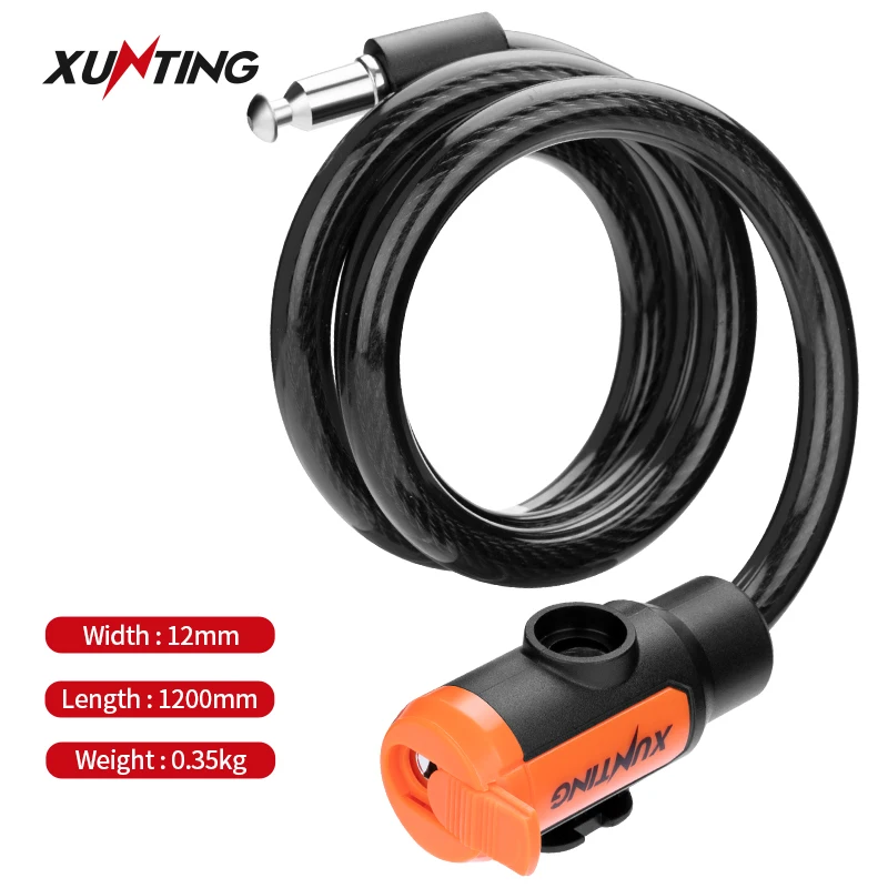 Xunting 1.2M Length Wholesale Anti-Theft Bike Security Lock Bike Locks With Keys Bike Lock Mounting Bracket Included