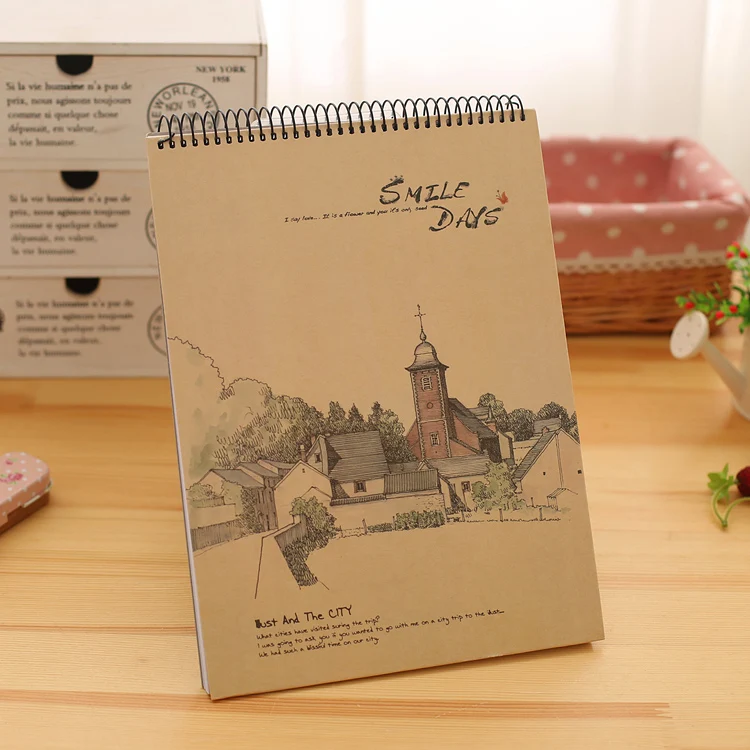
2021 hot sale A4A5A6 Eco-friendly material kraft paper recycle paper hardcover custom wholesale sketchbook spiral notebook 