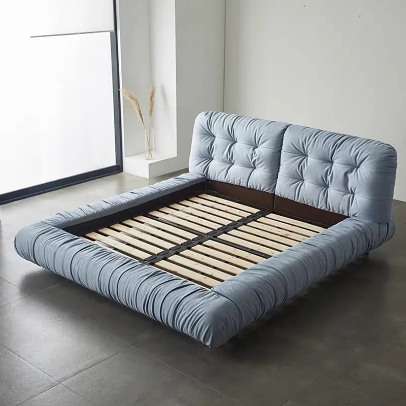 Deluxe bedroom furniture bed Three-proof technology cloth wabi-Sabi Bedroom floor bed Tatami queen bed Durable master bedroom