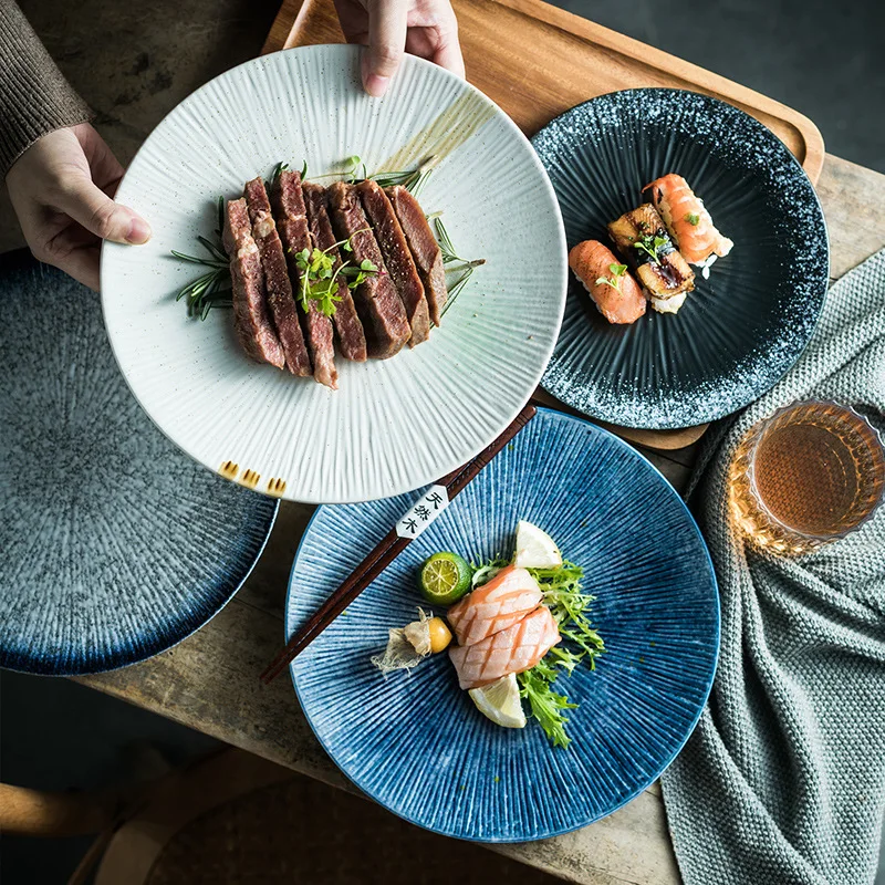 Restaurant Durable Multi Style Ceramic Plates Minimalistic Hand Painted Dinner Dishes