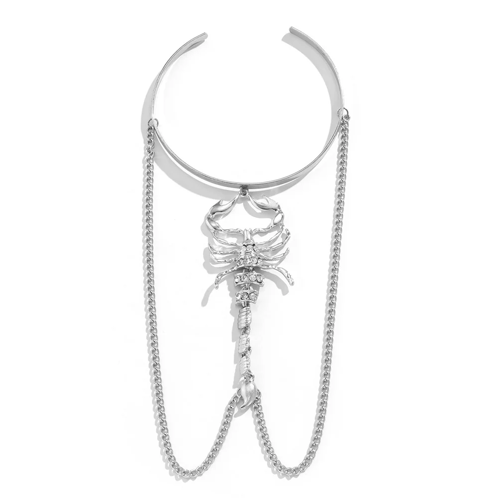 New Punk Armband Bangles For Women Men Opening Goth Vintage Scorpion Pendant Chain Arm Bracelet Hip Hop Jewelry Halloween Gift