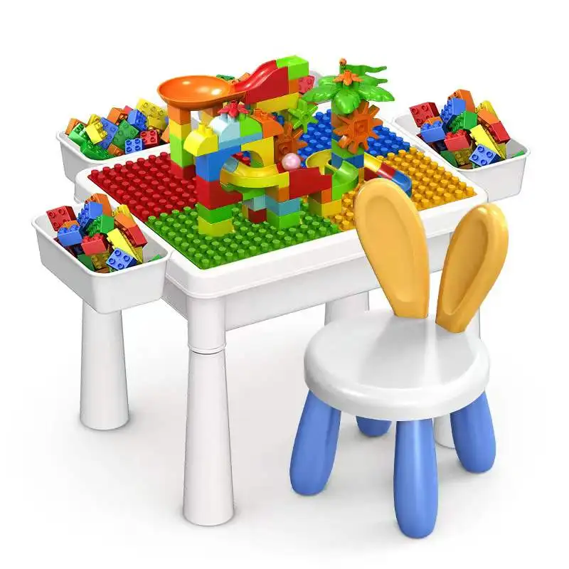 Educational Easy Assemble Plastic Building Block Table For Kids