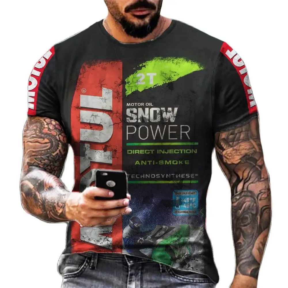 Racing T Shirt For Men 3d Print Castrol Brand Motor Oil Short Sleeve Top Biker custom Tee fashion Vintage Camiseta 3d printed t