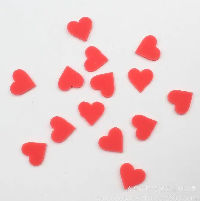 New Design Red Heart Polymer Slices Diy Accessories Clay Fruit for