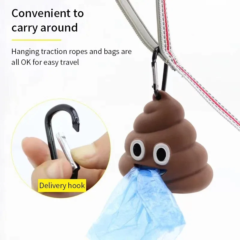 Poop Bag Dispenser Poop Bag Holder Dog Waste Bags Keychain Pickup Poop Tool Pet Accessories Multi Purpose Cleaning Tools Brown