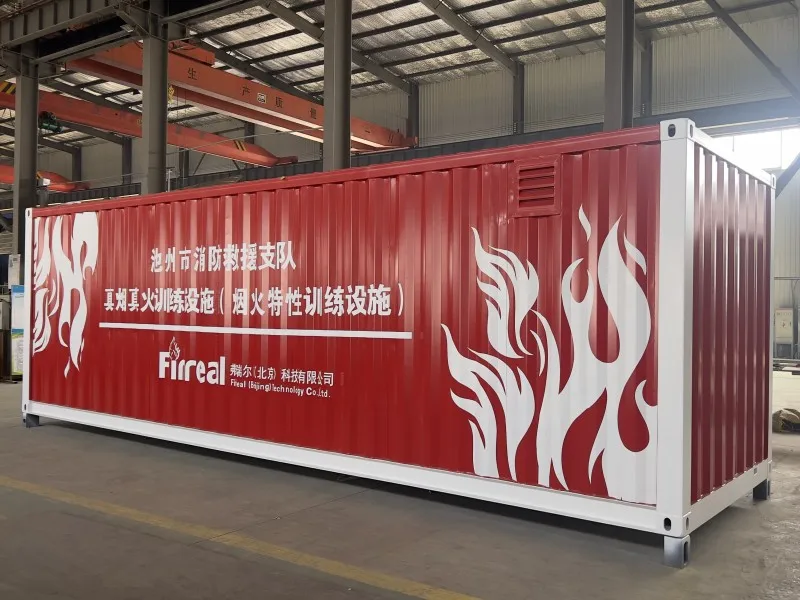 Real smoke real fire training container