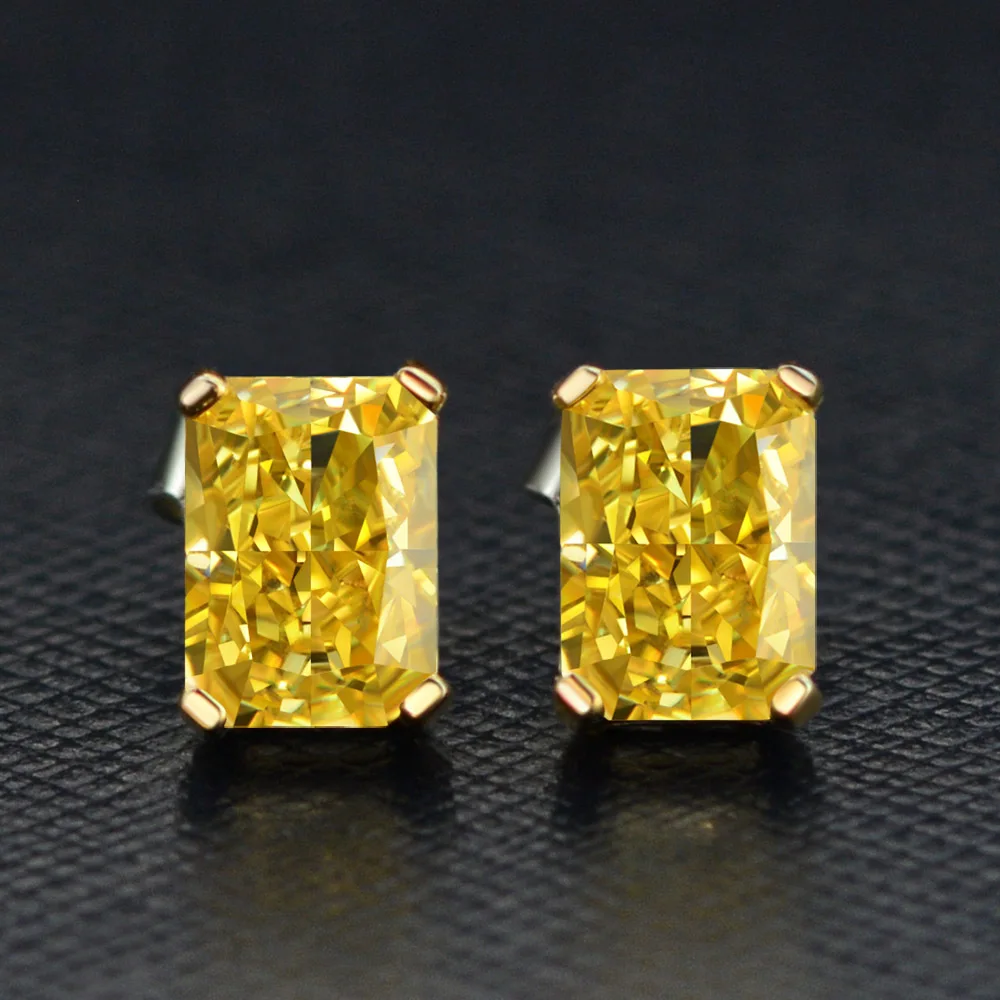 YANYI New Style 925 Silver Earrings Yellow Ice Cut 5*7 Simple All-match  Jewelry Gift Women