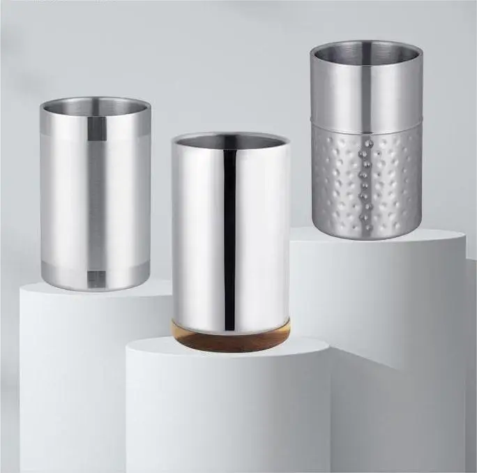 Custom logo and Packaging Double Wall Stainless Steel Insulated Wine Cooler and Champagne Ice Bucket OEM