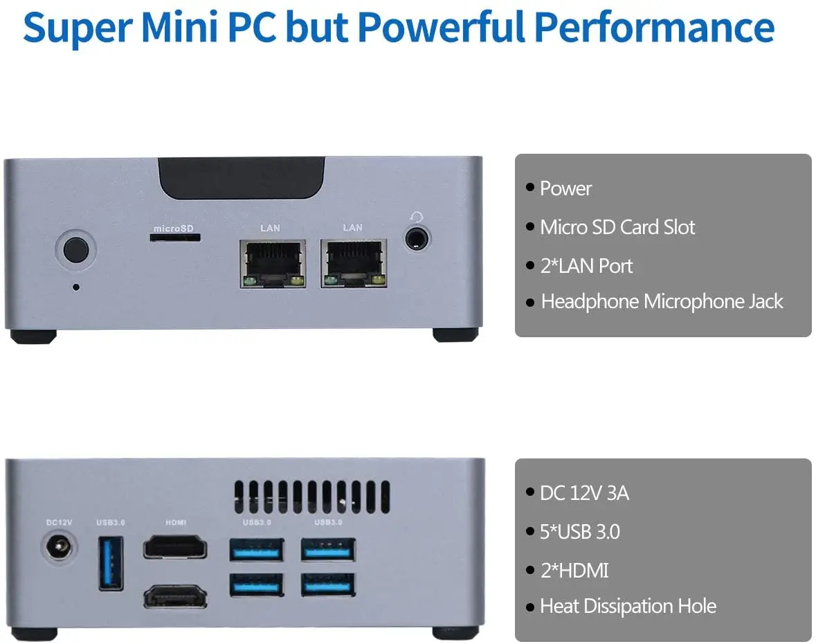 Игровой мини-ПК AWOW Intel Celeron J3455, карманный игровой мини-ПК с четырехъядерным процессором, 6 ГБ ОЗУ, DDR4, 128 Гб SSD, Windows 10