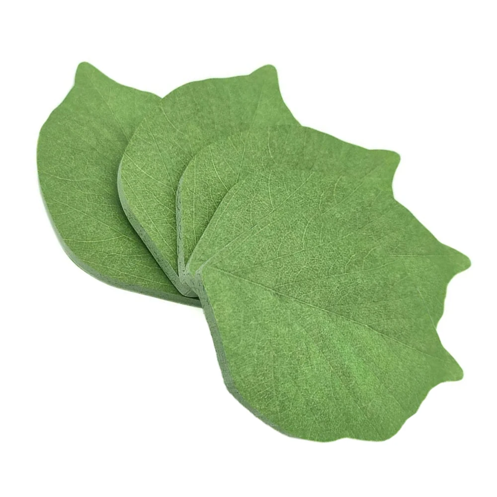 5 Packs Green Leaf-Shaped Sticky Notes Stickers Removable Self-Stick Notes Scratch Pads for Desk Office School Memos