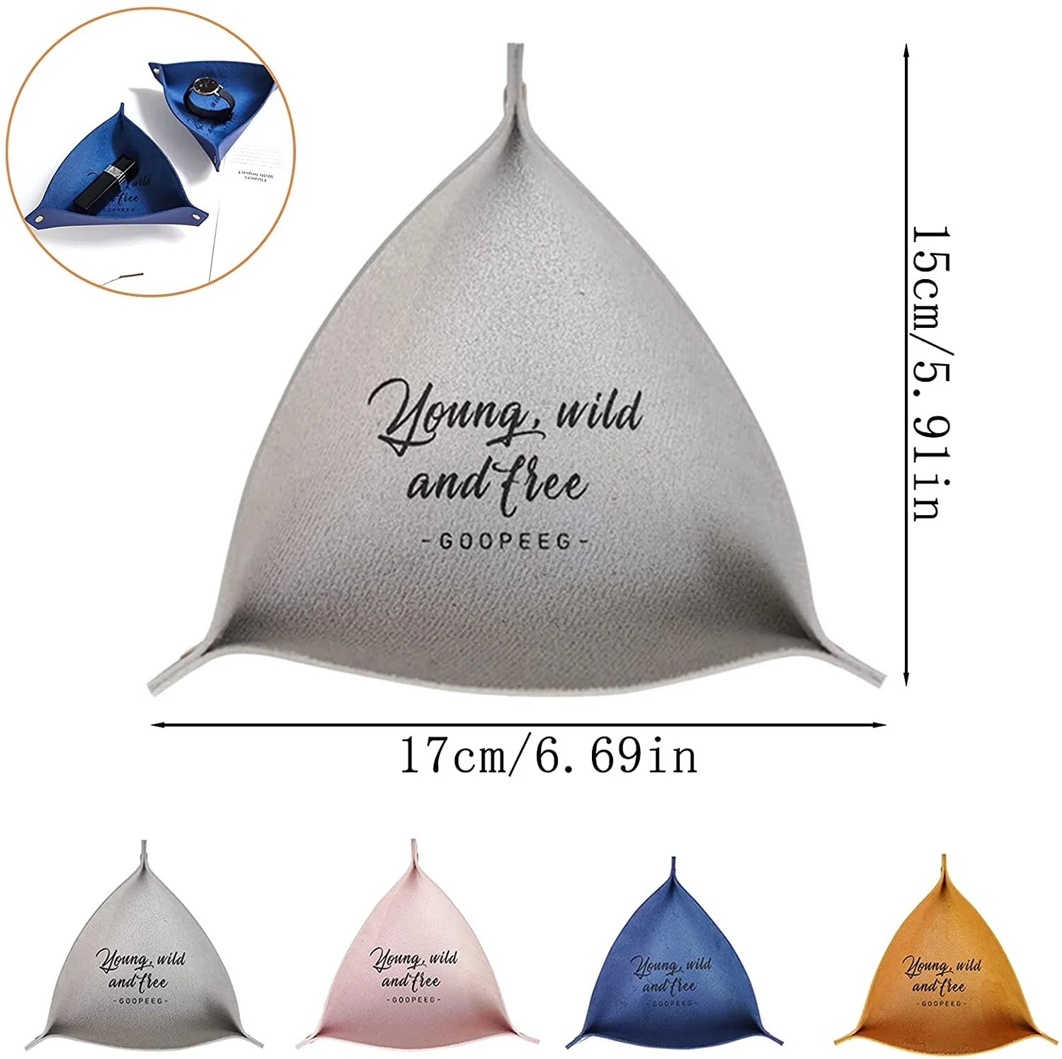 Leather Valet Tray Jewelry Organizer for Women Bedside Storage Box Desk Keychain Storage Plate Empty Jewelry Holder Leather