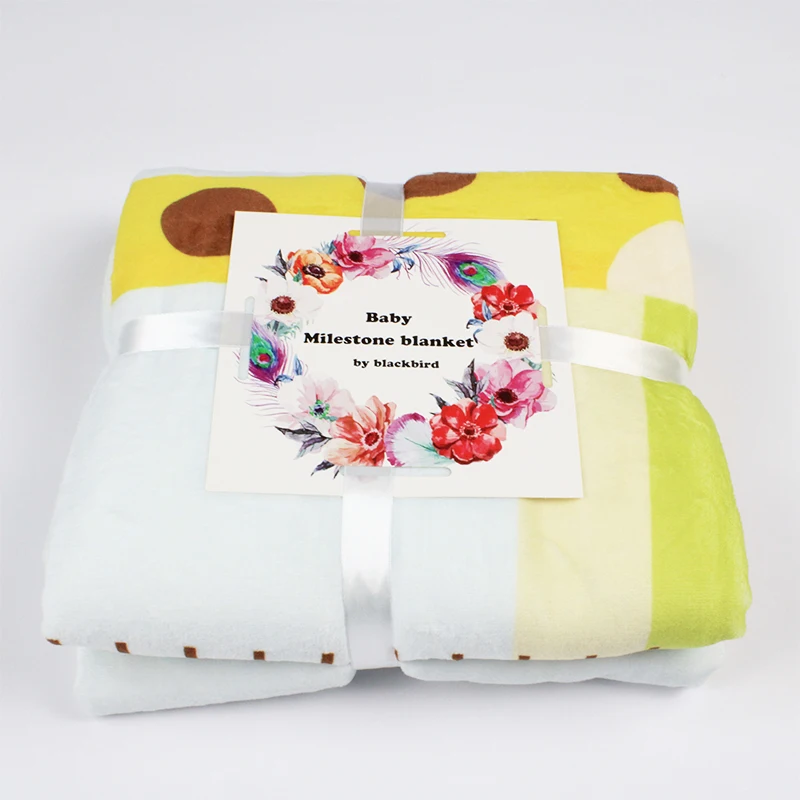 Custom Newborn Flannel Polyester Photography Photo Baby Monthly Milestone Blanket Super Soft Milestone Blanket For Baby