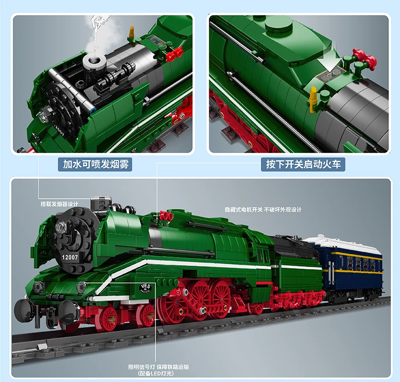 MOULD KING 12007 The Motorized BR18 201 German Express Train Model Assembly High-Tech Building Blocks Kids Christmas Gifts