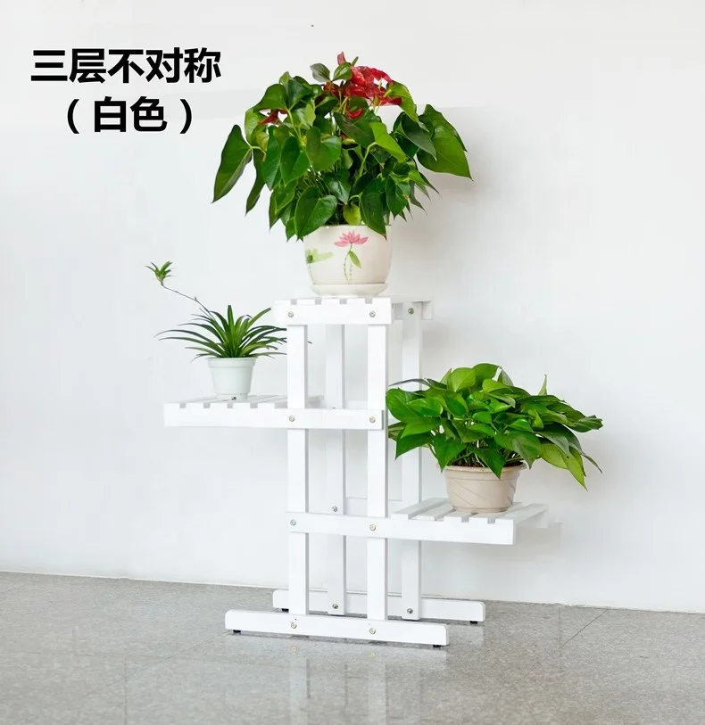 Customized Freestanding Ladder Design Dark Brown Flower Planter Box Display Stand Wooden Plant Rack