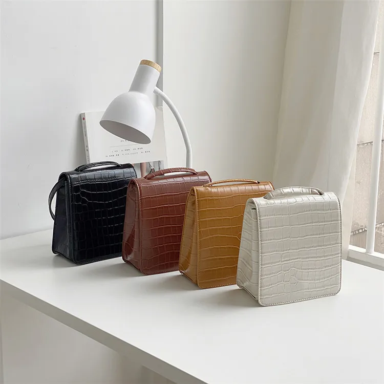 Женская осенне-зимняя Корейская Новая модная трендовая Сумка-слинг на одно плечо сумка через плечо из пу кожи крокодила маленькие квадратные сумки оптом