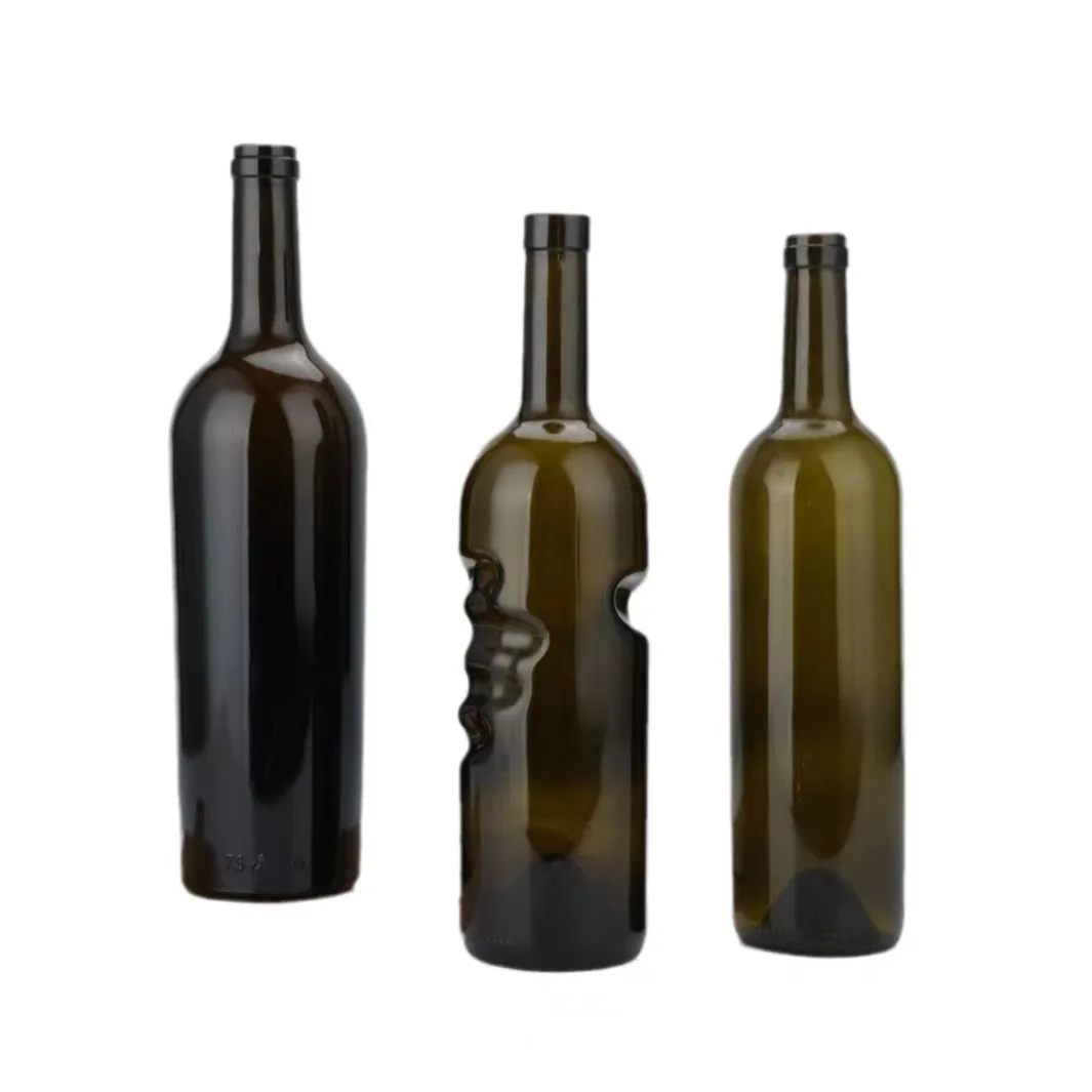 High End Customized Round Clear Green Blue Amber Liquor Large Glass Red Wine Bottle