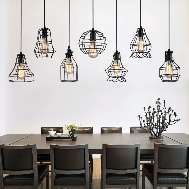 Iron Material Retro Pendant Lights E27 Base Loft Ceiling Light Modern Office Indoor Lighting Industrial Hanging Lamps Chandelier
