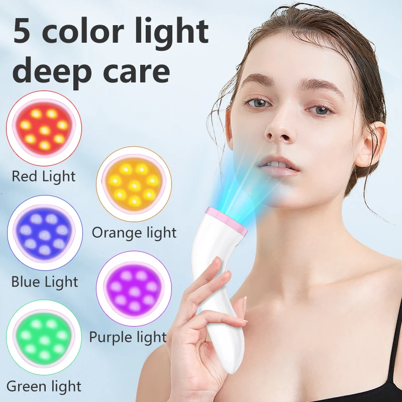 led red & blue facial light therapy device Home use beauty equipment skincare wand massager red face light therapy machine
