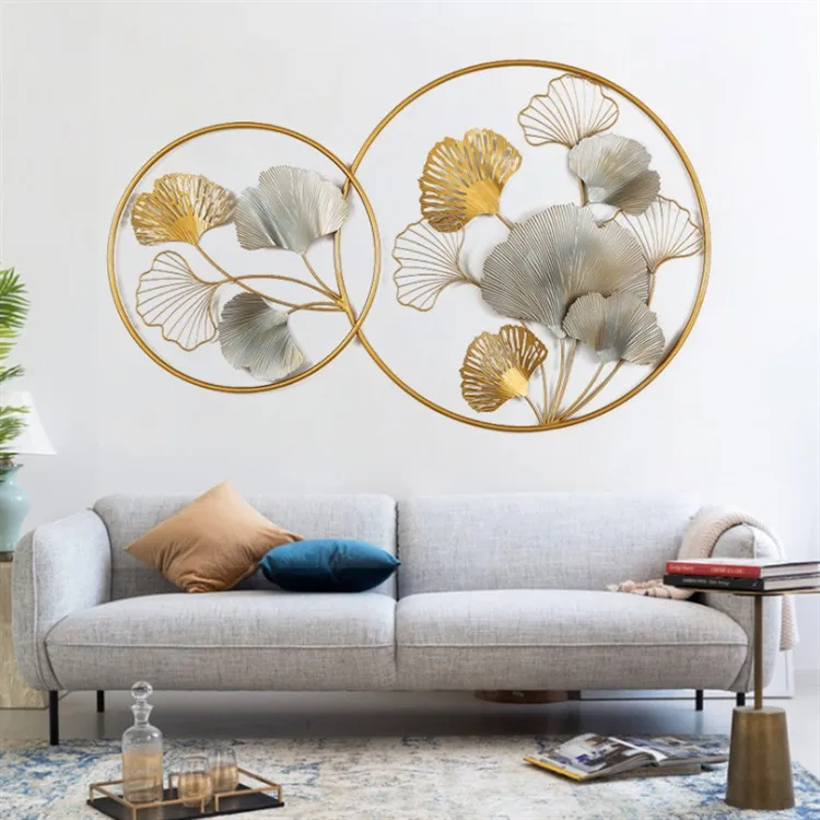 Logo Crystal Ginkgo Biloba Wall Stickers Ginkgo Biloba Home Decor Bedroom Metal Ornaments Kids Room Decoration Art Wall Decals