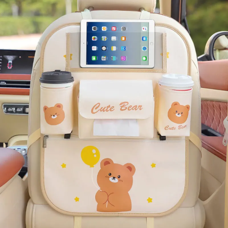 2024 Hot sale high quality multifunctional PVC leather Ipad holder car trunk back seat organizer