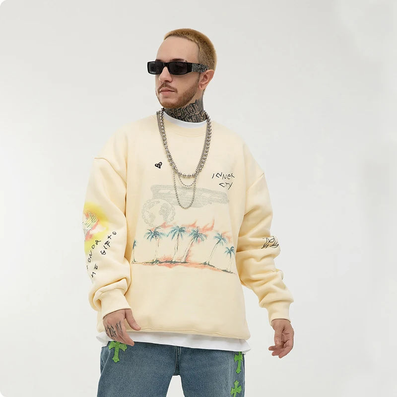New Fashion 2022 Custom Organic Cotton Digital Print Oversized Crewneck Sweatshirt Mens