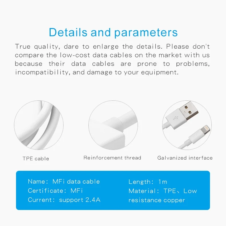 iAL1A OEM Original MFI Certified 8Pin USB A To Lighting Charge Cable 1M C89 IOS Mobile Phone Charging Data Cables For Iphone