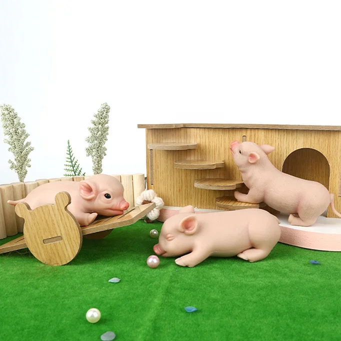 14CM Silicone Reborn Sleeping Pig Doll Realistic Art Mini Piglet Toys for Children Christmas Dolls
