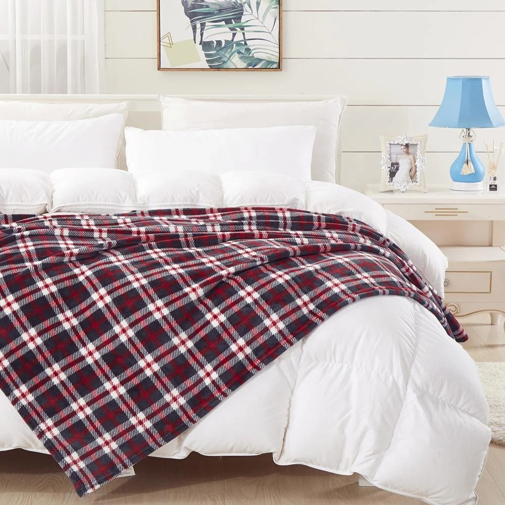 Factory Directly OEM Accept Dark Color Plaid Flannel Fleece TV Christmas Bed Throw Blanket Christmas Gift Flannel Bed Blanket