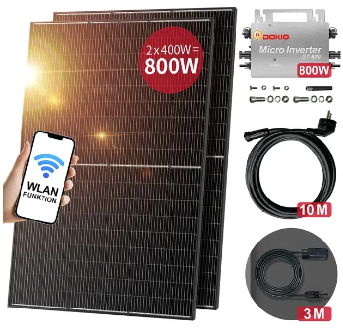 DOKIO balcony power plants kit 800W Solar Panels with 800W Inverter Waterproof solar system for home complete kit