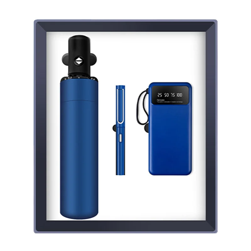 High Class Classical Business Book Gift Set With Customized Logo On Vacuum Flask Neck Massager Power Bank Gift Box