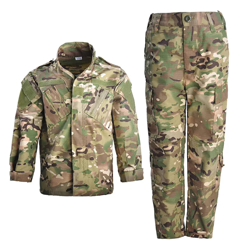 Manufacturer Children Camo Jacket + Pants Boys Camouflage Suit Outdoor Hunting Kids Tactical Training Uniform Set