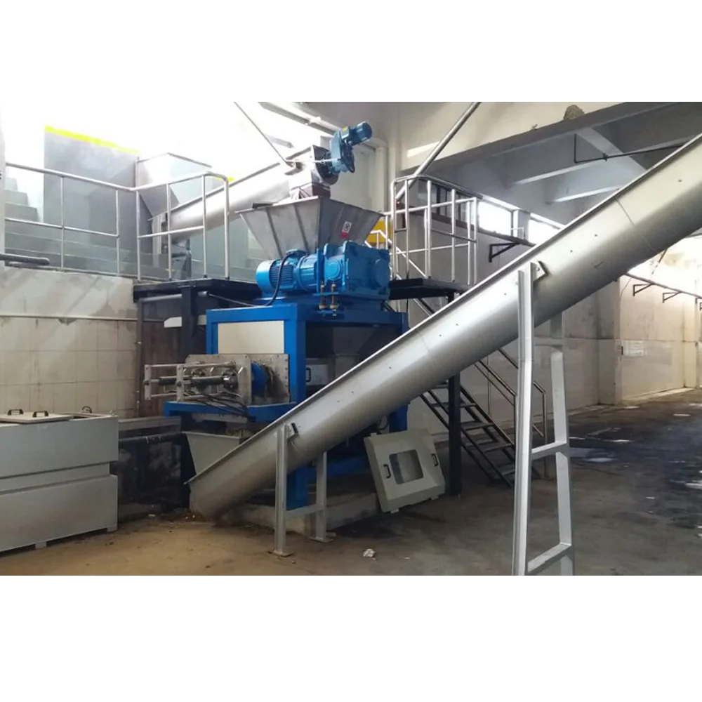 industrial shredder and dewatering screw press for RDF waste shredding drying