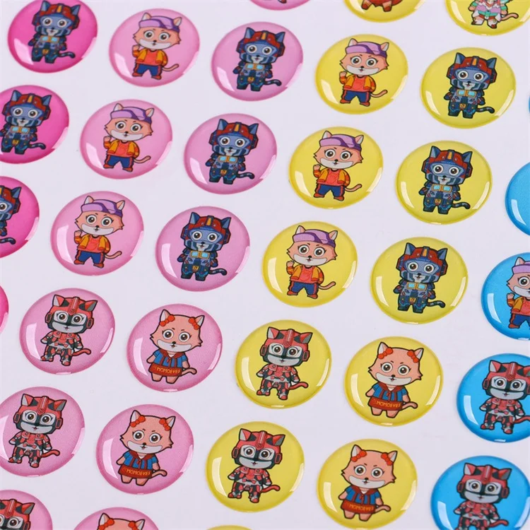 Die Cut Ins Decorative Resin Vinyl 3D Crystal Sticker Transparent PVC Epoxy with UV Printing Custom Animal Sticker for Craft Use