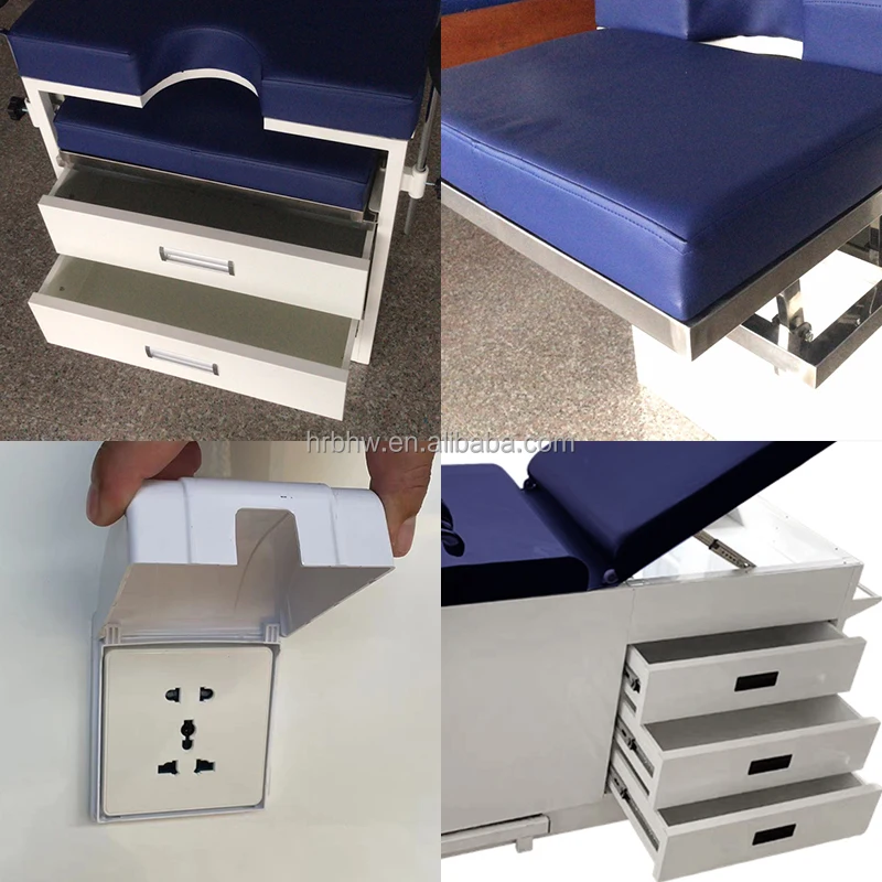 2024 Hot Sale Manual Gynecology Operating Table with Drawer Delivery Bed Surgical Table